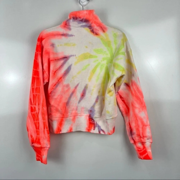 NEW RE/DONE x Hanes 70s Half Zip Neon Space Dye Tie Dye Pull Over Sweater Small - Picture 3 of 9